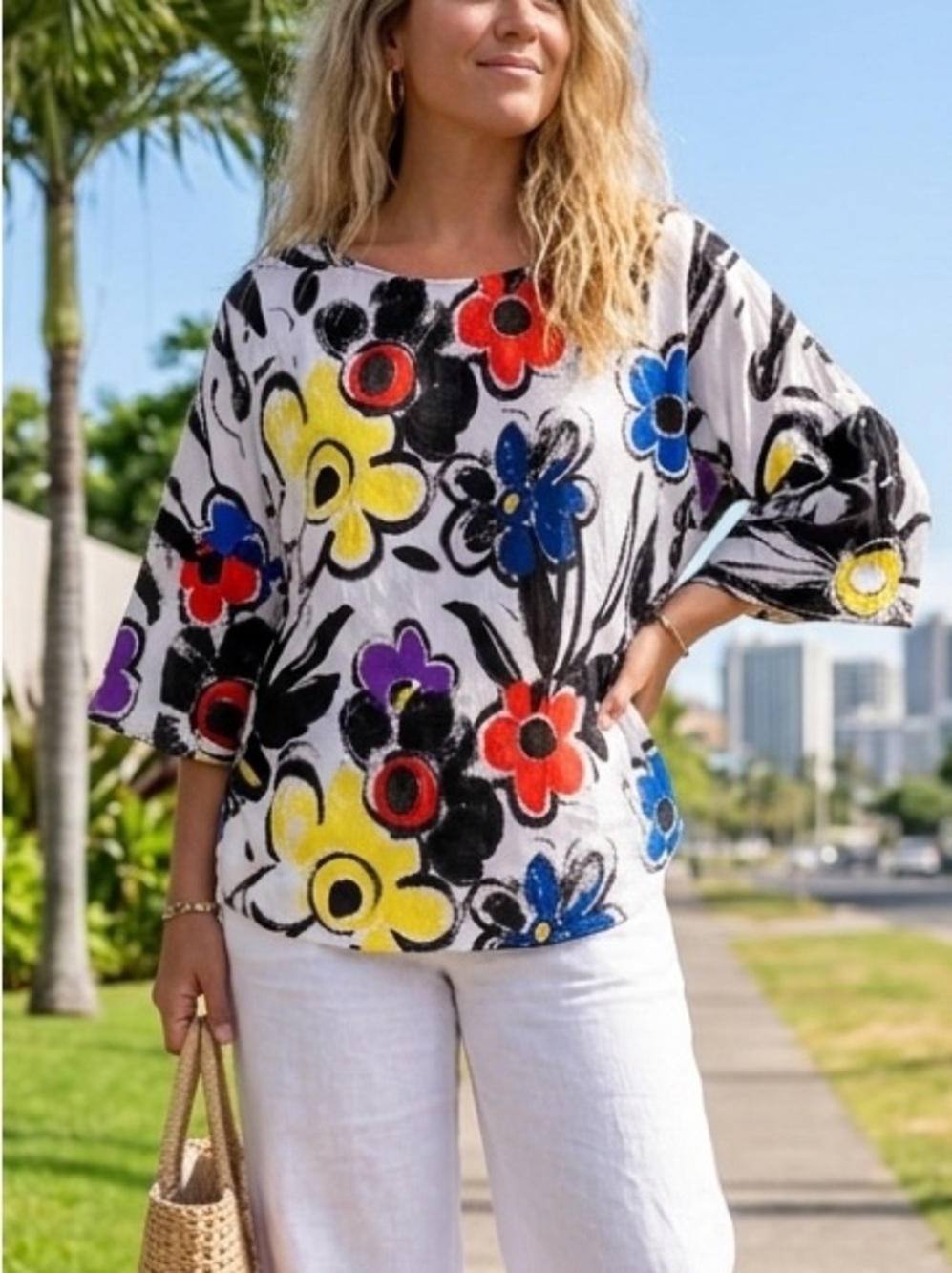 Jams World Shadow Garden M Tunic Wearable Art Flutter Sleeves Honolulu